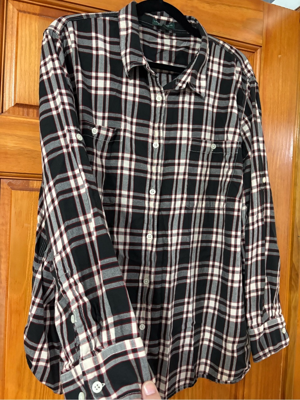 Ralph Lauren Plus Size Black Plaid Cotton Flannel